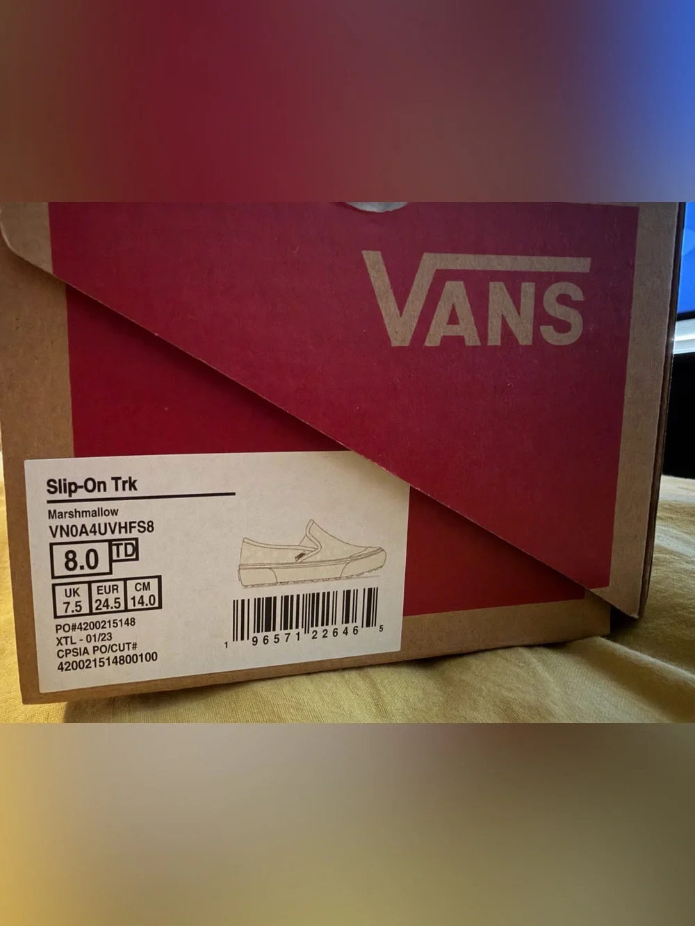 **NWT** Vans Toddler Slip On TRK Shoes- Marshmallow White